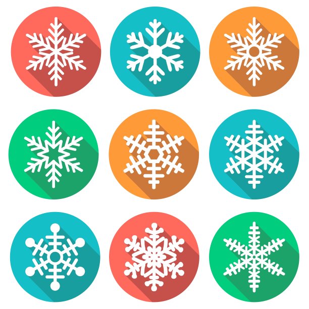 一套单色的冬日雪花图片下载