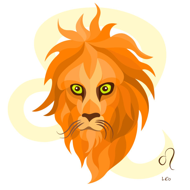 狮子座矢量星座在十二黄道十二宫图片下载