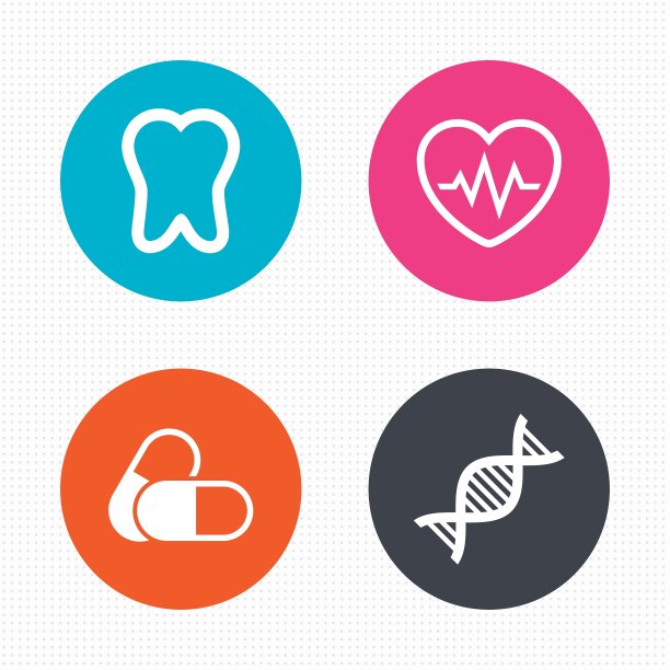 医学偶像药片牙齿DNA和心电图图片下载