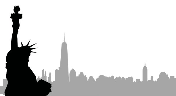 纽约的天际线和自由女神像图片下载