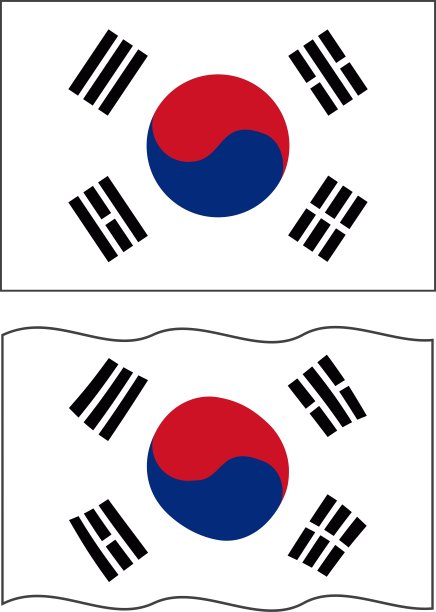 平坦而飘扬的韩国国旗图片下载