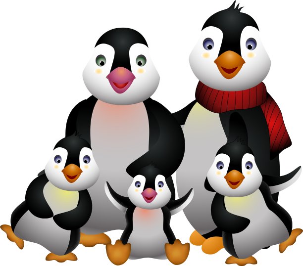 快乐的企鹅家族图片下载
