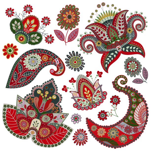 佩斯利元素的集合图片下载