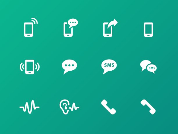 绿色背景上的手机图标图片下载