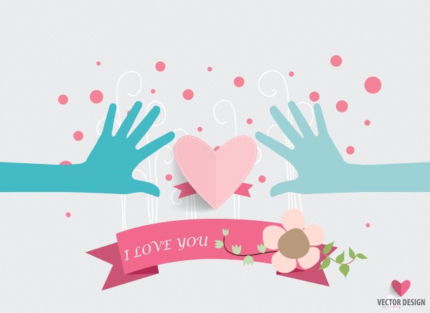 手捧花心心纸图片下载