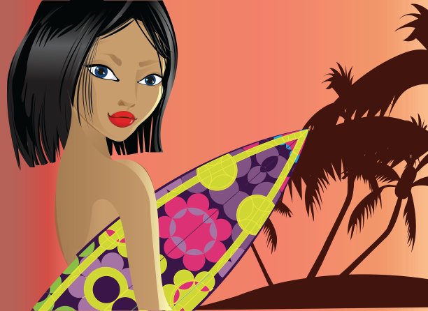 冲浪的女孩图片下载