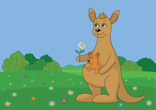 袋鼠与婴儿图片下载