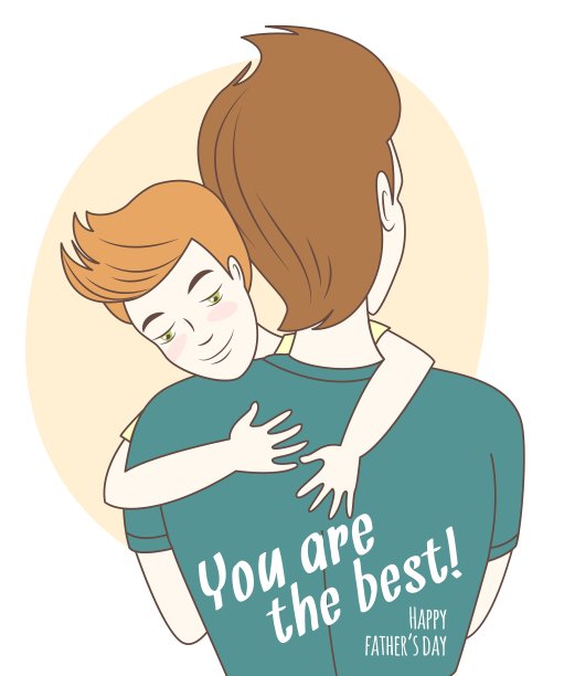 父子拥抱手画式问候图片下载