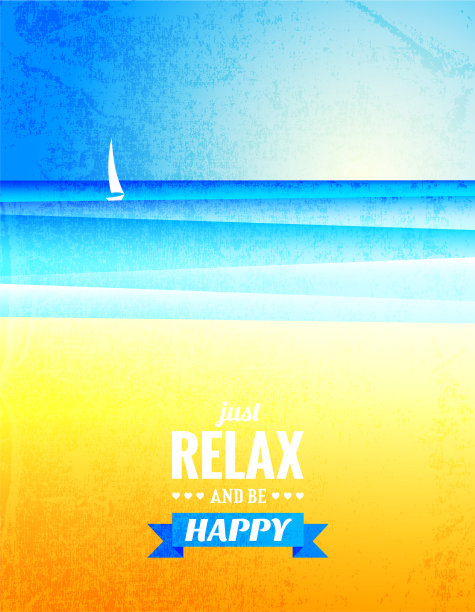 带有海景的复古海报图片下载