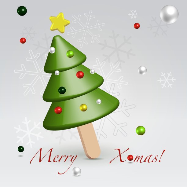 绿色圣诞冰淇淋明信片图片下载