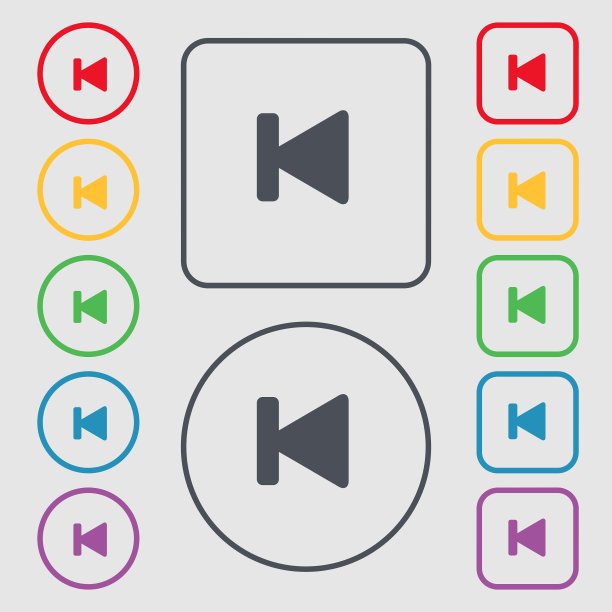 快速倒退图标符号符号上的圆和图片下载