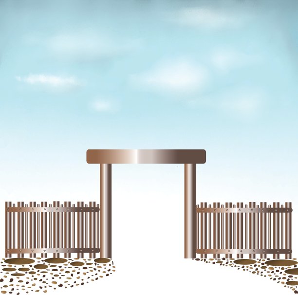 栅栏门天空背景图片下载