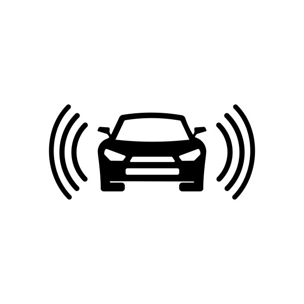 智能汽车图标在黑色简单的设计上孤立的背景。每股收益10向量。图片下载