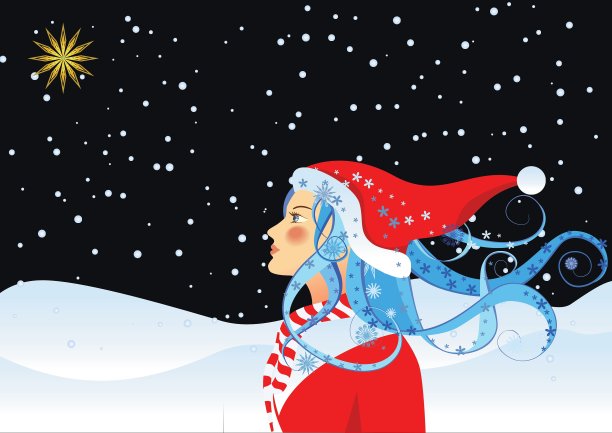 圣诞之星与女孩图片下载