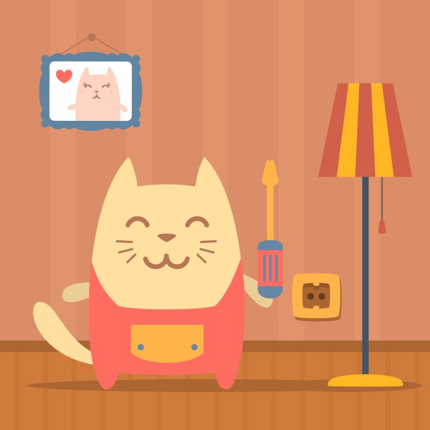 人物家居杂工在统一的彩色公寓图片下载