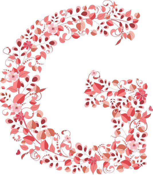 浪漫的花字母G图片下载