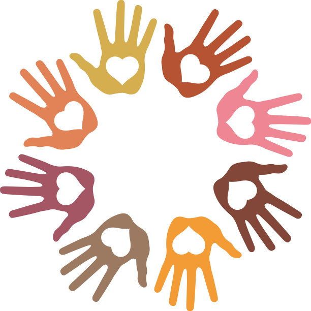 8个爱的手印的圆圈图片下载