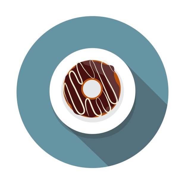 甜甜圈平面图标与长阴影图片下载