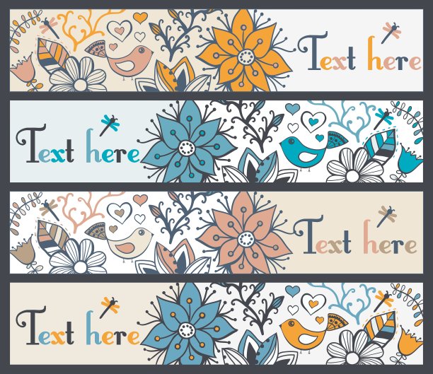 花横幅时尚的花横幅四套图片下载