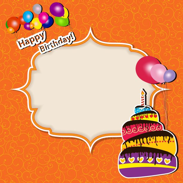 有蛋糕和气球的生日卡片图片下载