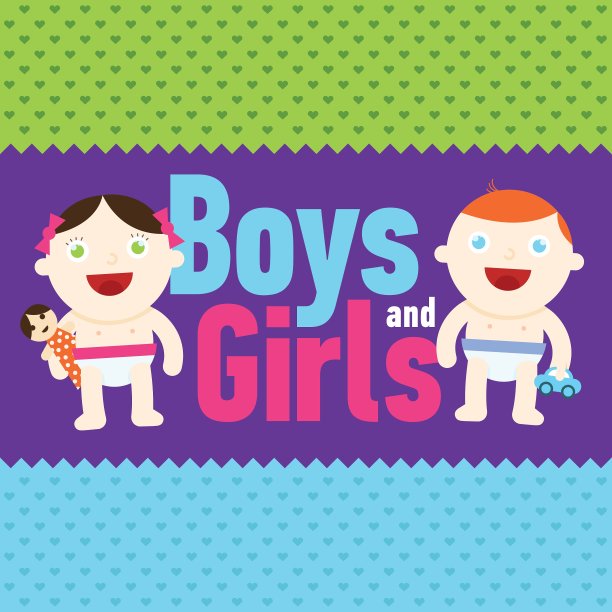 男孩和女孩笑着玩玩具图片下载