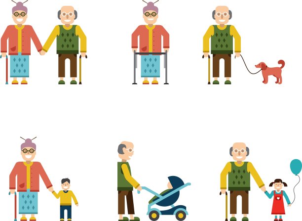 老年人在不同的情况下孤立图片下载