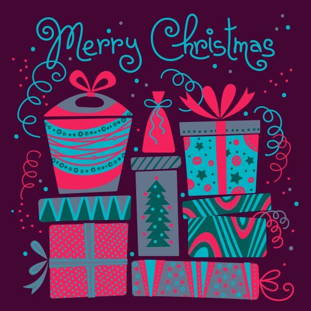 圣诞贺卡和礼品盒图片下载