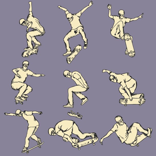 滑板运动行动收集图片下载