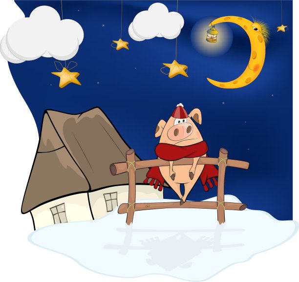 小猪和圣诞夜图片下载