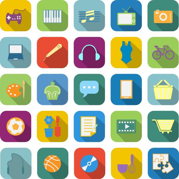 爱好颜色图标与长阴影图片下载