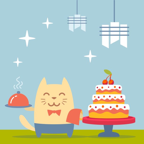 性格服务员制服和蝴蝶结彩色平图片下载