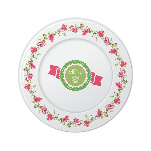 盘子与浆果圆形框架孤立在白色图片下载