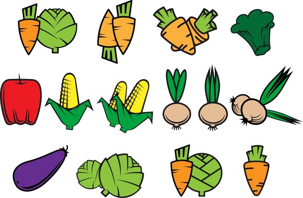 新鲜蔬菜的平面图标图片下载