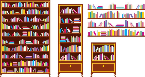 一套书柜和书架图片下载