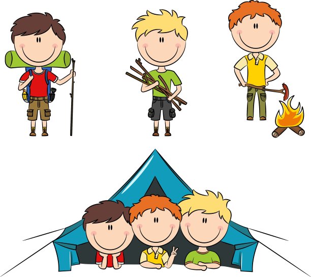 野营的男孩图片下载