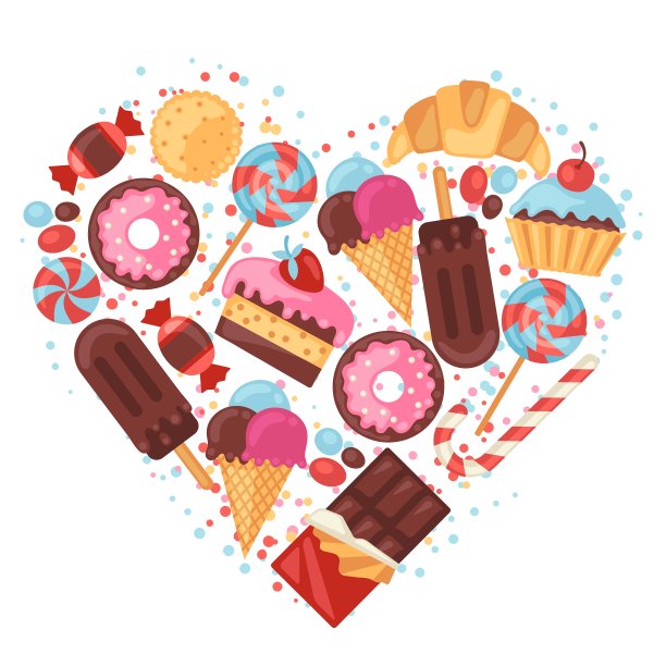 背景有五颜六色的糖果和各种糖果图片下载