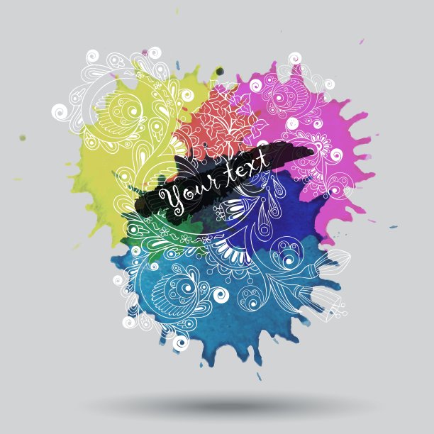 水彩画与抽象涂鸦图片下载