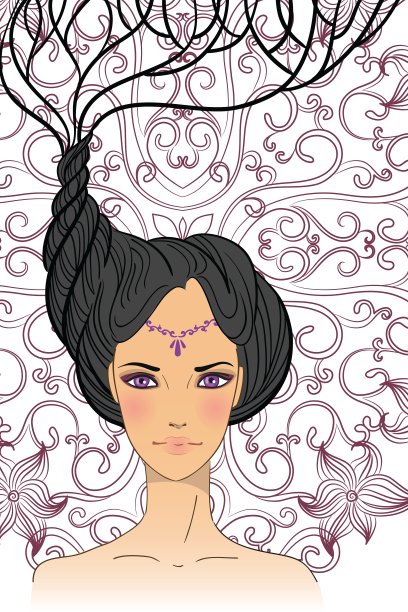 长头发的漂亮女孩的肖像图片下载