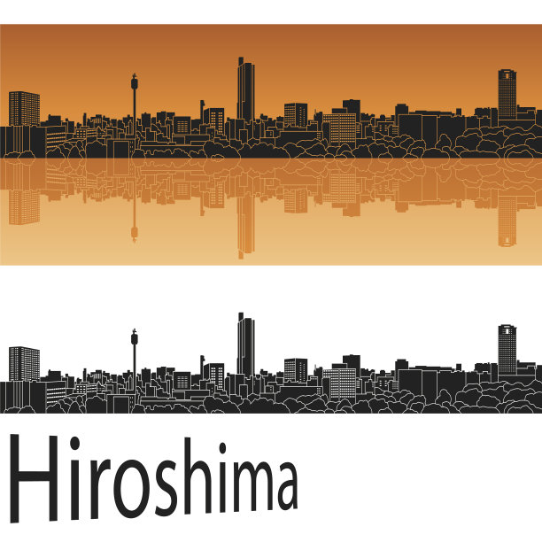 橙色的广岛天际线图片下载