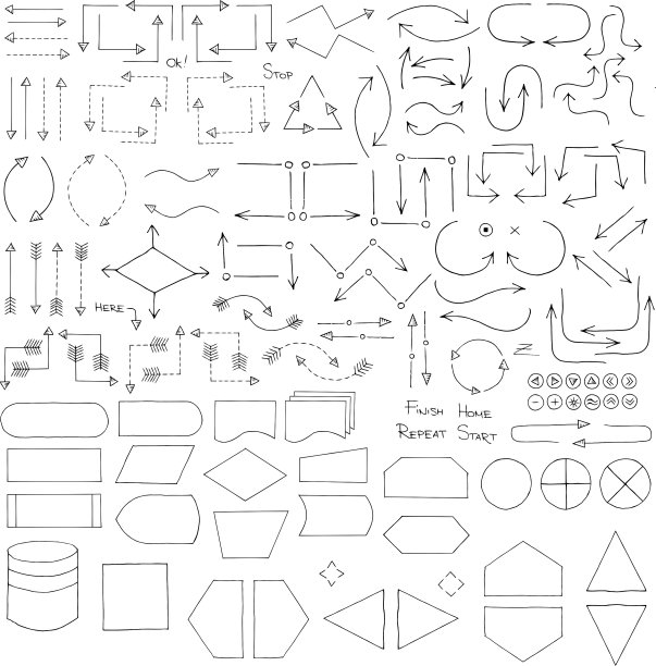 涂鸦流程图界面元素图片下载