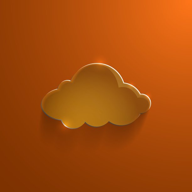 橙色生态光泽玻璃云图标图片下载