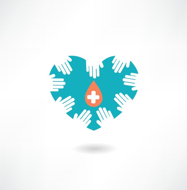 捐赠者的手拿着一个心脏和一个下降图标图片下载