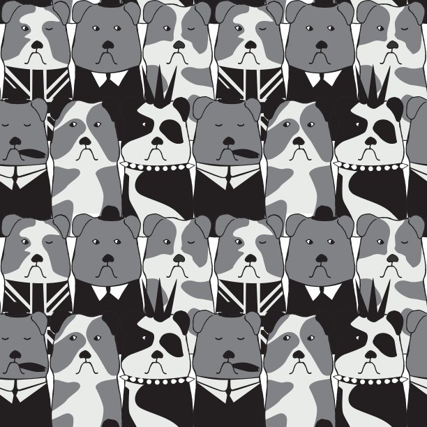 无缝模式与英国斗牛犬图片下载