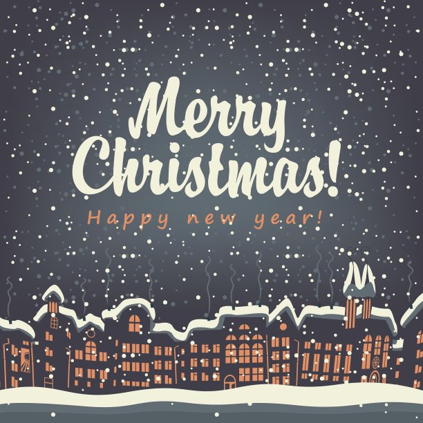 圣诞卡片老城图片下载