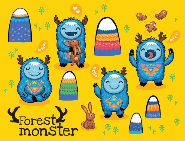 卡通搞笑怪物套装图片下载