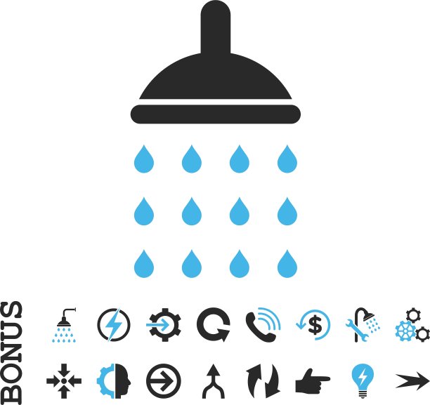 淋浴平面图标与奖金图片下载
