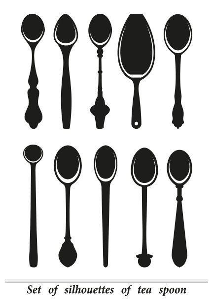 一茶匙孤立在一个whi上的剪影图片下载
