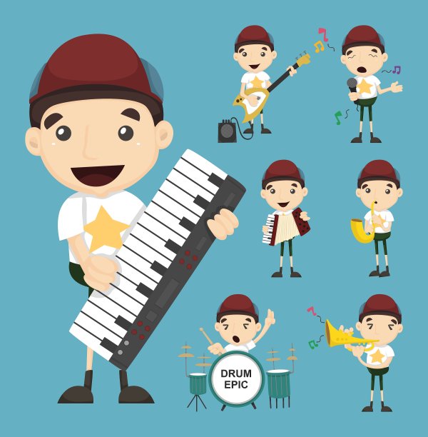 男孩和音乐的集合图片下载