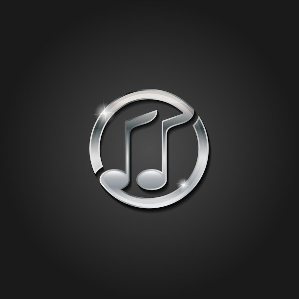 闪亮的银色音乐图标金属符号图片下载