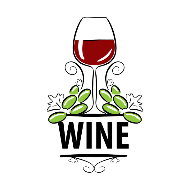 标志酒杯的葡萄酒和葡萄图片下载
